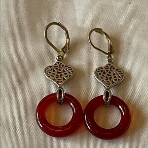 Elegant Red and Gold Earrings